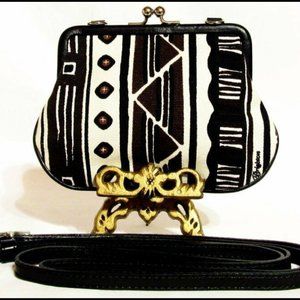 Nwot Brighton Framed Canvas & Leather Mini Crossbody Bag Purse